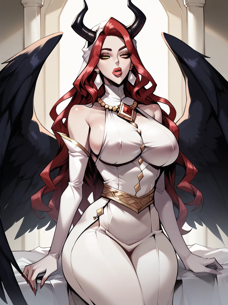 cheveux longs, cheveux roses, yeux bleus, Grande fille, enormous breast, long robe, ange, Angel wings, walking, , bimbo,, halo,, dress, victorian cloths, priestess ,red lips,, full body, flip flops ,skirt, long skirt