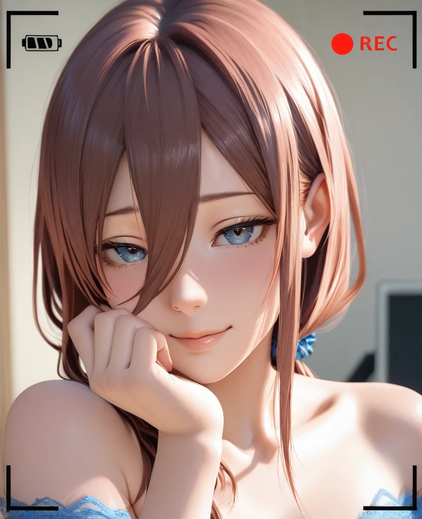1 Female,High definition,high resolution,Ultra-realistic,8K,Annadef, 1girl, solo, multicolored hair, two-tone hair, (hair ornament),yellow eyes, short hair, pink hair, red hair, orange hair, large breasts, breasts, smile,European,sexy,Upper body close-up,Photographed from the front,Dynamic Angles,private teacher,blush, huge tits, nipples ,show tits ,nude completely ,(top view),(selfie),((kissing ))