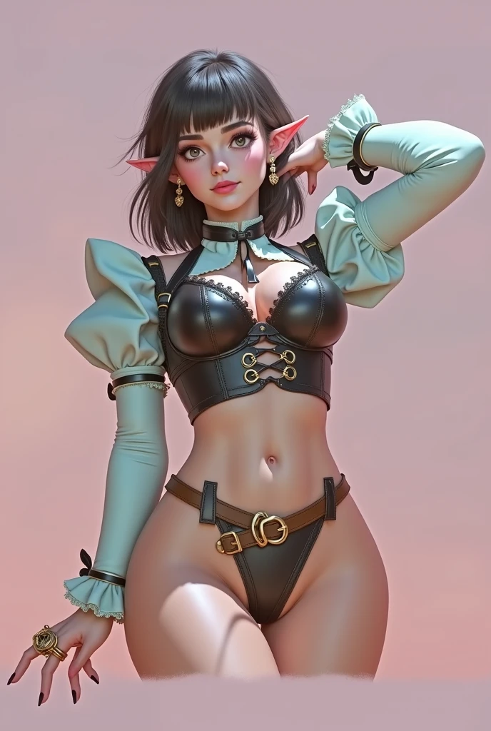 A captivating thumbnail for a YouTube video about Barenziah from the game the elder scrolls morrowind , using a ninja dress  with jitaiate sneaking. she is an beautyfull elf with dark grey skin and entirely red eyes.