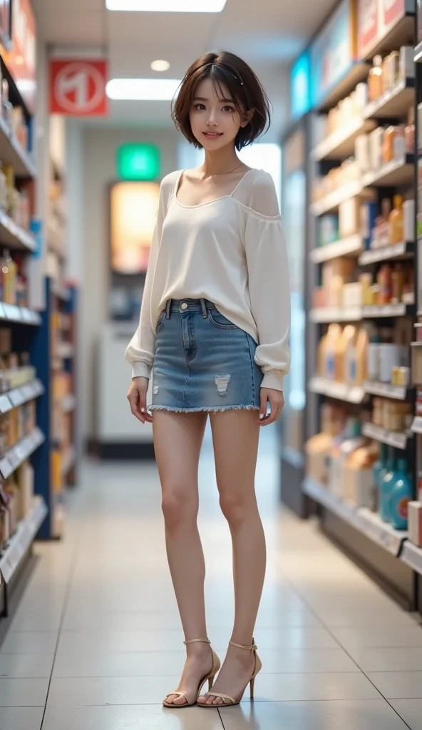 masterpiece, Japanese beautiful lady, narrow waist, casual wear, summur, fitting room, dark long hair, 