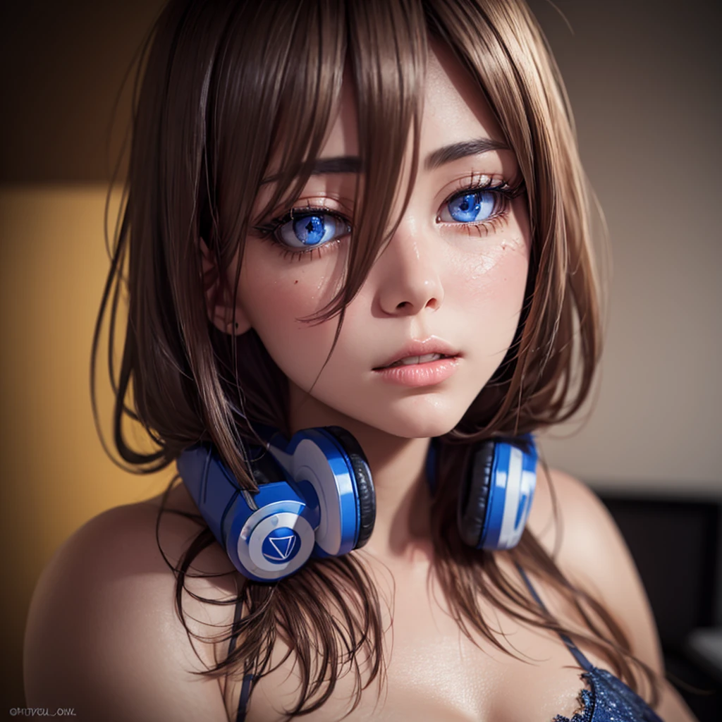 high quality fingers, normal hands, detailed fingers,masterpiece, (realistic, photo-realistic:1.37), (22 years old woman), katarina from league of legends, medium breast, small waist, dark red hair, blue eyes, beautiful face, perfect illumination, beautiful detailed eyes,looking at viewer, stunningly beautiful woman, detailed hairstyle, detailed background,shorts, detailed fantasy background, (sweat:1)