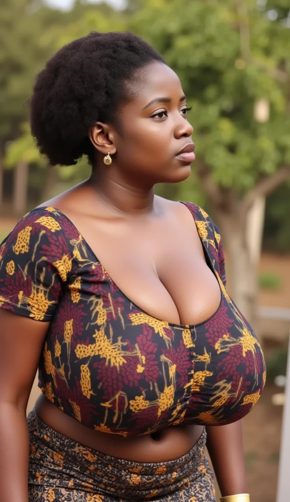 ((black African woman:1.4)) ((in a church:1.4)),((there is an audience and crowd in the church:1.4)), large breasts size, large breasts, with large breasts, uncovered nsfw huge breasts, nsfw huge breasts, big breasts, big breasts!, ((she is wearing a transparent tank top:1.3)), extremely plump, with a large breasts, fat woman, sie boob, big breasts!!, cleavage, ((exposed breasts:1.3)), ((extreme bulging cleavage:1.1)), ((black nipples and areolas)),((she is wearing heavy makeup, dark, bright red lipstick, a large cross pendant,clergy collar,and tattoos)), she has ((triple Wide,fat,hanging inflated,ballooned, exaggerated,larger-than-life, oversize, crowded,gargantuan,meaty,breasts hanging down to her stomach:1.2))
