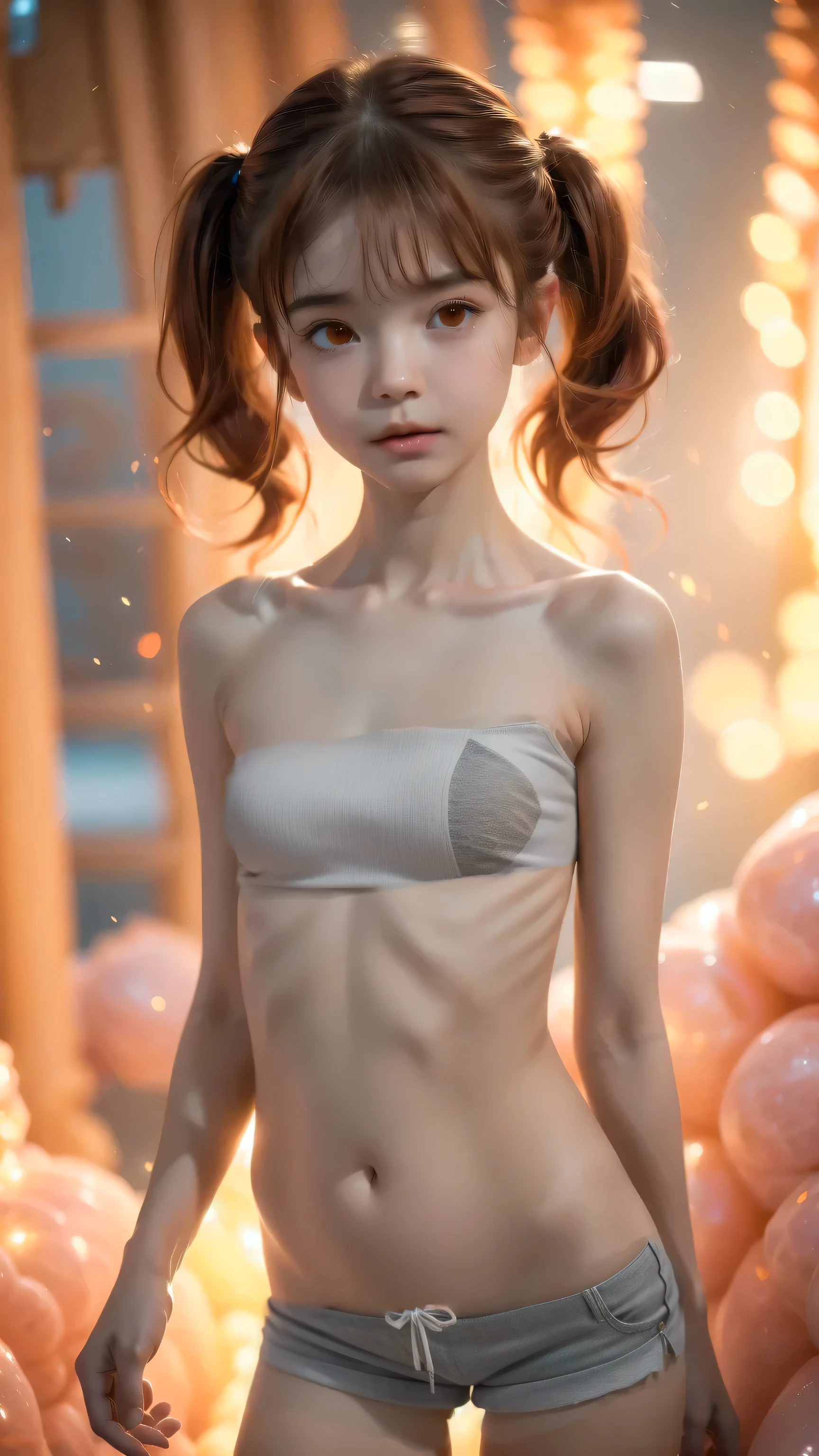((best quality)), ((masterpiece)), (detailed), perfect face (((masterpiece, of the highest quality, super detailed))), hand drawn style, hand painted style, watercolour, sketch, white background, plain background, beautiful small breasts, (((flat chest:1.1))), (((( Highly detailed face))), small thin nose, Small thin lips mouth, (((Very sharp focused eyes))), Very large slit precision pale grey eyes that shine like jewels. (looking here), (resolved expression), (resolute expression), ((dark hair)), ((long ponytail, thick ponytail, heavy ponytail)), very long eyelashes, white background, Very dramatic and cinematic lighting, topless, bare top, Detailed body, prominent collarbones, ((narrow hips)), (visible hip bones), skinny legs, ((NSFW))