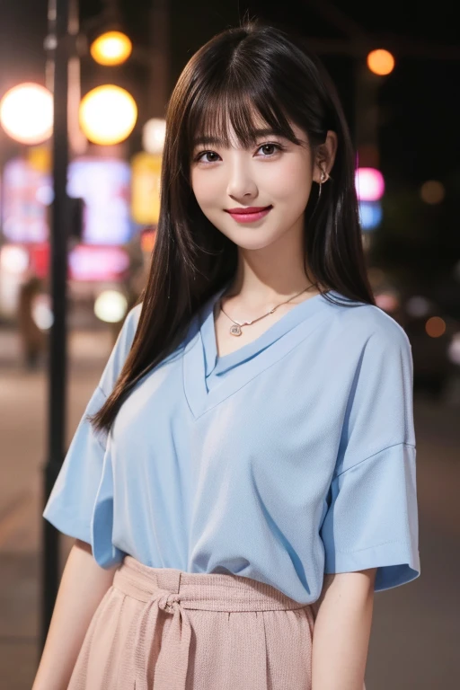 (dramatic angle)(Ultra high definition)(masterpiece)(Textured skin)(Very detailed)(high quality)(最high quality)(First Person View)(16k )In the city of Akita,1 person,Beauty Women,Black Hair,smile,