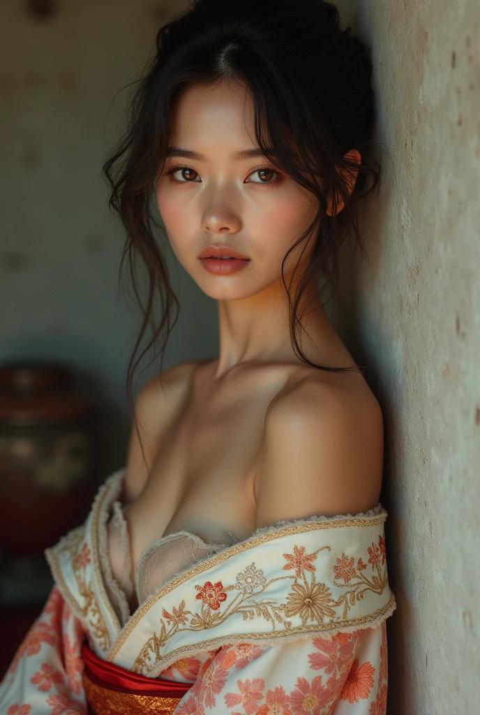 Naked breast girl with headscarf