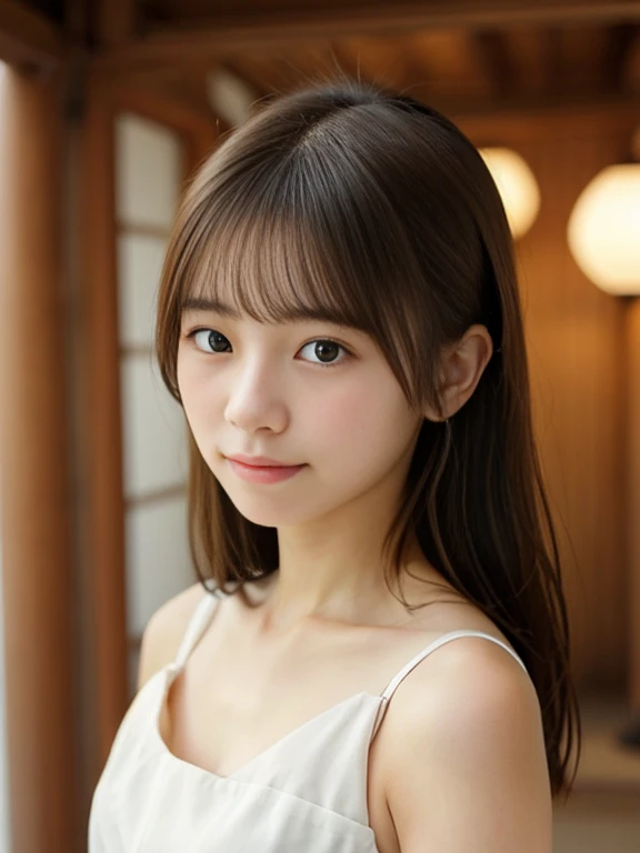 Highest quality, Face Focus, Soft Light, Ultra-high resolution, (Realistic:1.4), RAW Photos,
1 Japanese girl, alone, cute, (pupil, Light in your eyes),  Beautiful face in every detail, (Small box),(High resolution detail of human skin texture),
(Long Hair),
indoor,
Damask Shirt Dress,
(Portraiture)