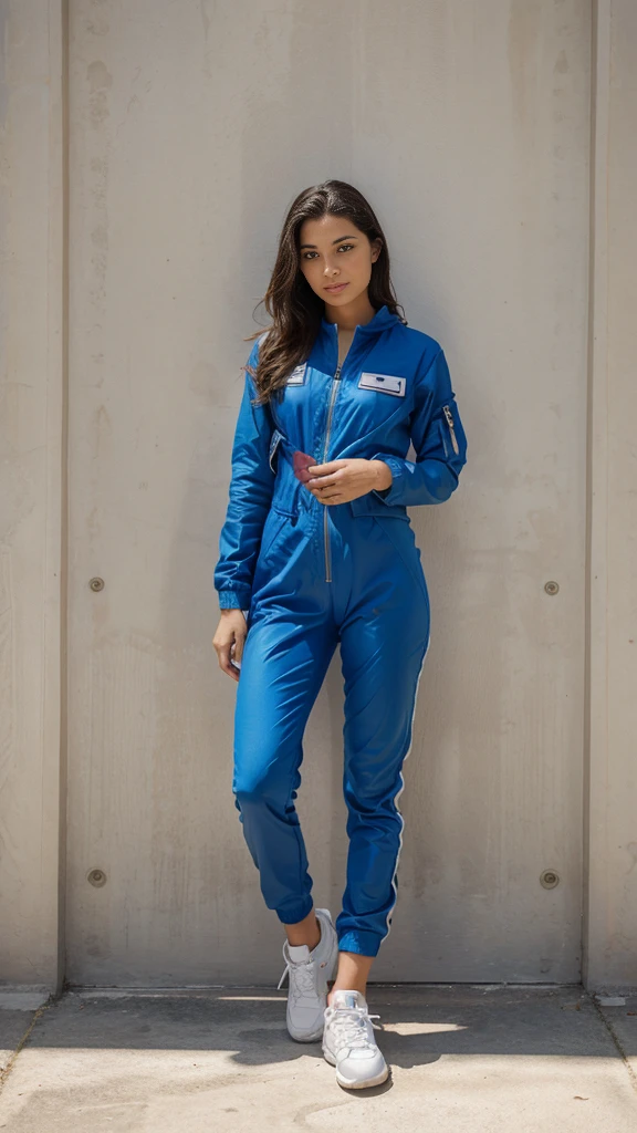 (super highest quality、In 8K、Masseter muscle part、nice illustration、Full body）, She is wearing a white pilot costume suit that covers the whole body, nothing is exposed, wearing a 50cm tight black skirt suit、25 year old Russian beautiful woman and charming、slim body, hand holding a pilot's hat, black hair, faintly standing straight and smiling looking forward.
The background is plain light blue.