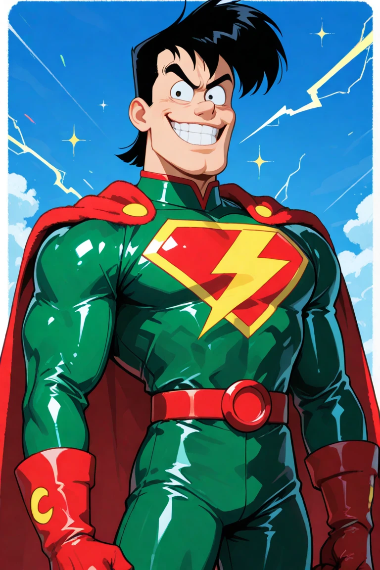 create an original green lantern man superhero costume, well detailed