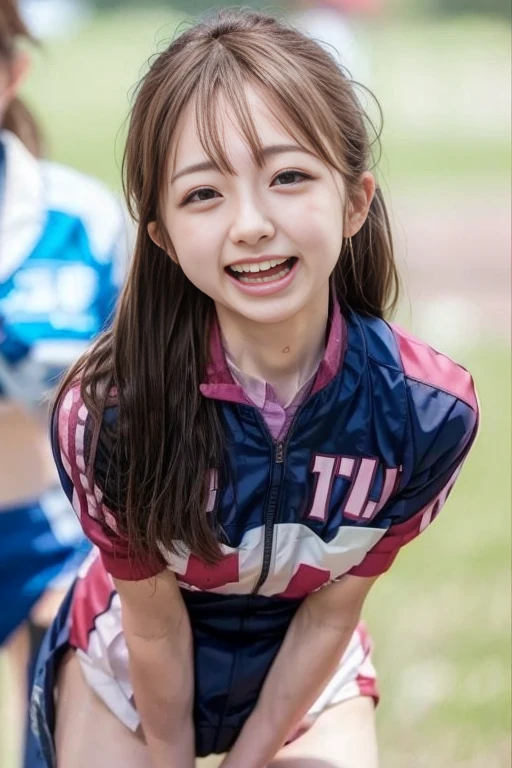 Highest quality, High resolution:1.2, Very detailed, Realistic:1.3, ((Beautiful woman))、((Super tight uniform))、((Big Breasts))、Vibrant colors, play soccer,(Blunt bangs)、((Various Hair Styles))、Different hair colors、With bangs、Wet Hair, concentrate, splash, Action Shots, Grass blotches, Muddy ground, Wet turf, decide, Fast-paced games, Athletic physique, Shiny soccer ball, Wet Uniform, raindrop, Blurred motion, ボールにconcentrateする, Intense competition, Skillful dribbling, Energetic play, Teamwork, powerful shoots, Wet pitch, Passionate sports, Fierce decide, Humid atmosphere, Fluid movement, emotional expression、Dramatic lighting, Women's Sports, Avid athletes, Exciting Games, Endure, Excited state, Speed and agility, Energetic play, 濡れたsplash、smile、((Red Uniform))