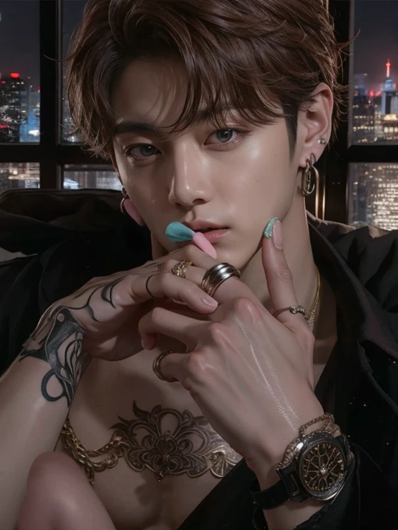 there is a man sitting on a sofa with a pair of shoes, inspired by jeonseok lee, a sheep, delicate androgynous prince, inspired by Kim Deuk-sin, striking a hot and majestic pose, resting on his throne, sitting on his throne, inspired by Bian Shoumin, evil and dishonest male, sat in his throne