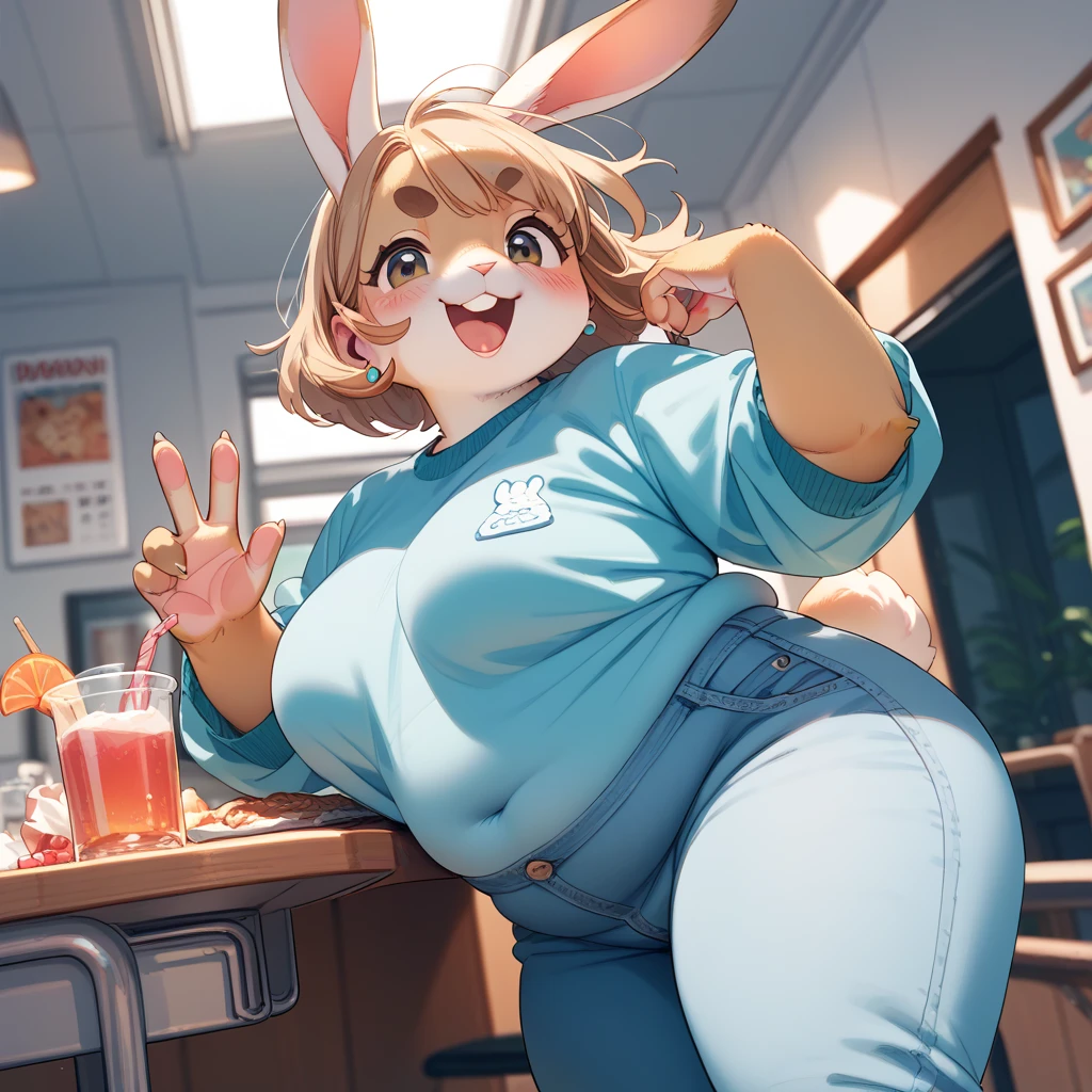(masterpiece, best quality, highres, detailed, realistic:1.2), korean woman, young, teenager, (gigantic breasts:1.6), (bursting breasts:1.4), cute, enthusiastic, (skinny:1.3), (thirsty expression:1.3), braided hair, bunny ears head band, sexy skimpy bunny outfit, crowded bar