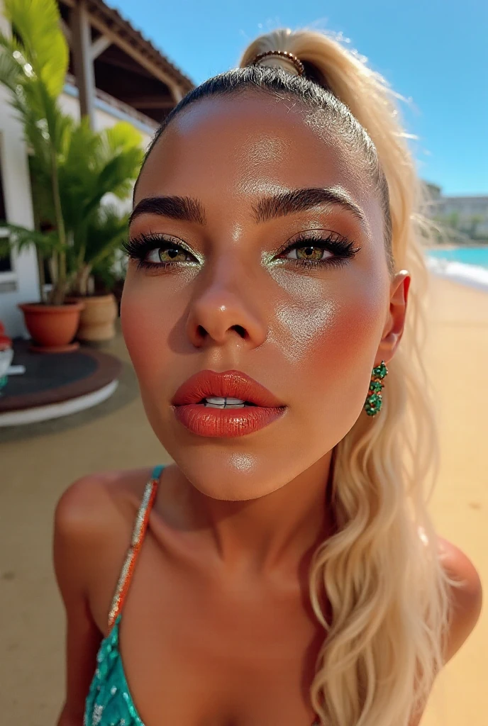 sexy platinum blonde bimbo, glam makeup, tan skin, voluminous hair, outside mansion pool, big lips, (enormous lips:1.2), (huge lips:1.1), bimbolips, strong lighting, sunlight, 8k, 4k, intricate, detailed face, detailed eyes (best quality,4k,8k,highres,masterpiece:1.2),ultra-detailed,(realistic,photorealistic,photo-realistic:1.37)