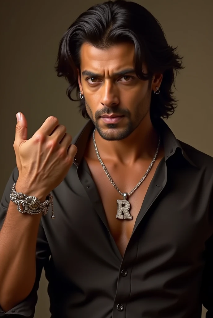 a young, irate, and the eye-catching charming hunk exudes a strong charm，With anger on his face
