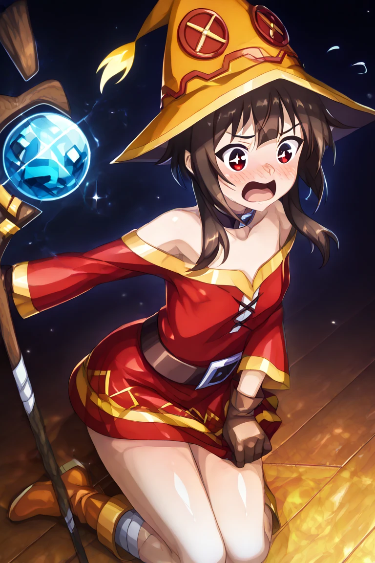 Woman with weapon coming out of body、kawaii、A magic circle appeared overhead and at your feet、moonlights、victorious pose、a smile