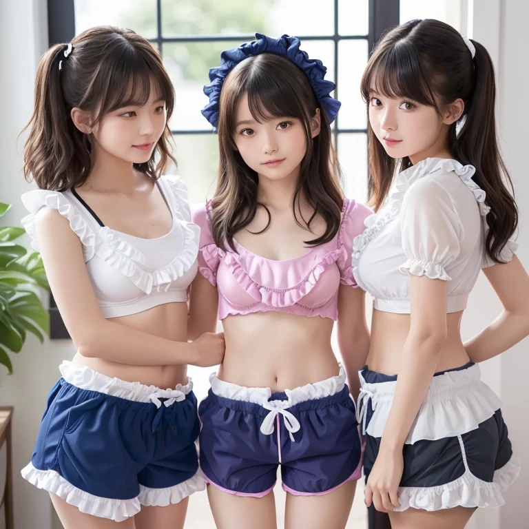 One Woman、Young appearance、smile、Pink underwear、Are standing、Glasses