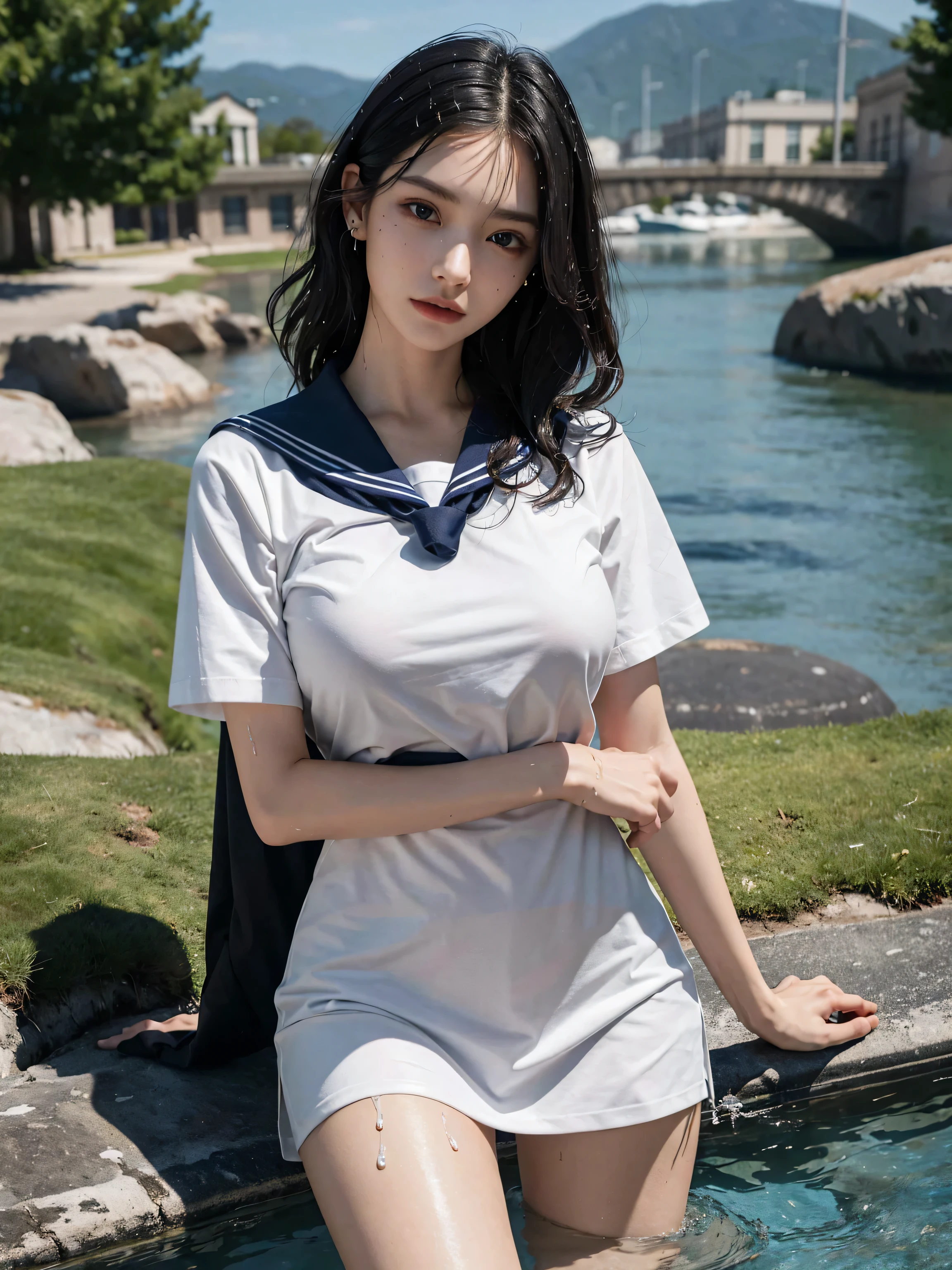(Best Quality, Masterpiece:1.4), (Realism:1.2), (Realisitc:1.2), (Absurdres:1.2), (photorealistic:1.3), 1girl,Realistic Skin,Solo,( Very Big Eyes,beautiful detailed eyes, symmetric eyes), ((cowboy shot)),outdoors, jewelry, makeup, short hair, tiara, messy hair, ancient egyptian clothes, Egyptian temple, statues, sweating, sand,
tutututu,black school uniform,black serafuku, sailor collar,miniskirt, long sleeves,
<lora:tutussf_0006:0.85>