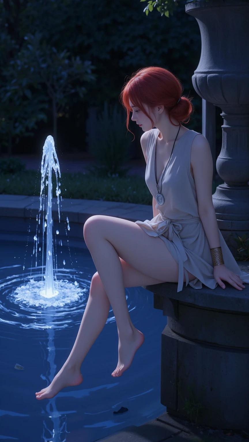 1girl, full frame, large breasts, professional lighting, (ultra high resolution), high resolution, red thin skirt, white langerie, (cinematic lighting), POV, 4k, 8k, masterpiece, realistic light, natural light, realistic shadow, realistic waterfall, realistic background, realistic water, realistic skin, realistic skin