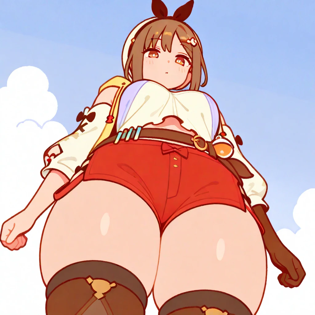 pirate woman messing her diaper, ((big ass)), fat belly, squatting, front, legs spread, chubby, curvey, bloated belly, pressing on her belly, long curly bright red hair, cloths too small, small black jacket, pirate hat, leather boots brown eyes, gold hairclip, straining face, Messed diaper, messed, leaking diaper, diaper overflowing excrement, excrement smeared, steaming, pushing hard filling her diaper, on pirate ship, on wooden deck, open ocean, sunlight, tropical, tears, blushing, clenched teeth, best quality, highres, award winning, masterpiece,