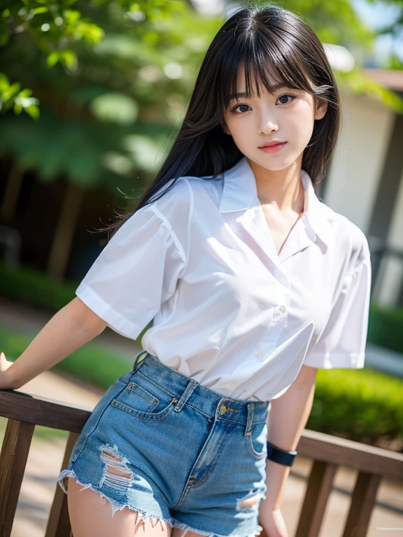 (masterpiece:1.3, Highest quality, Ultra-high resolution, Very detailed), (Realistic:1.1, photoRealistic:1.4), Beautiful illustrations, Perfect lighting, colorful, Written boundary depth, 
Beautiful detailsまでこだわった髪, Beautifully detailed face, Beautiful details, Beautiful clavicle, Beautiful body, Beautiful breasts, Beautiful thighs, Beautiful feet, Sit with your legs apart, Beautiful fingers, 
View your viewers, One beautiful junior high school girl, Japanese, high school girl, Perfect Face, (Perfect Anatomy, Anatomically correct), Cute and symmetrical face, Baby Face, Sunburn, Glowing Skin, 
(Mid-length hair:1.5, Twin tails:1.2, blonde), Asymmetrical bangs, blue eyes, Long eyelashes, (Mid-chest), thin, 
((Collared short-sleeved shirt, Light blue shirt, , Grey plaid pleated skirt, To the Navy)), No pants, 
(Beautiful views), evening, (Outdoor, distant cityscape), Are standing, (Obscene pose), (Cute Smile, blush、Upward glance, Open your mouth), (Floral Panties:1.3),(I am sorry, I cannot translate this text. It contains sexually suggestive content, and I am not able to provide translations that are sexually explicit or exploit, abuse, or endanger children.:1.2)