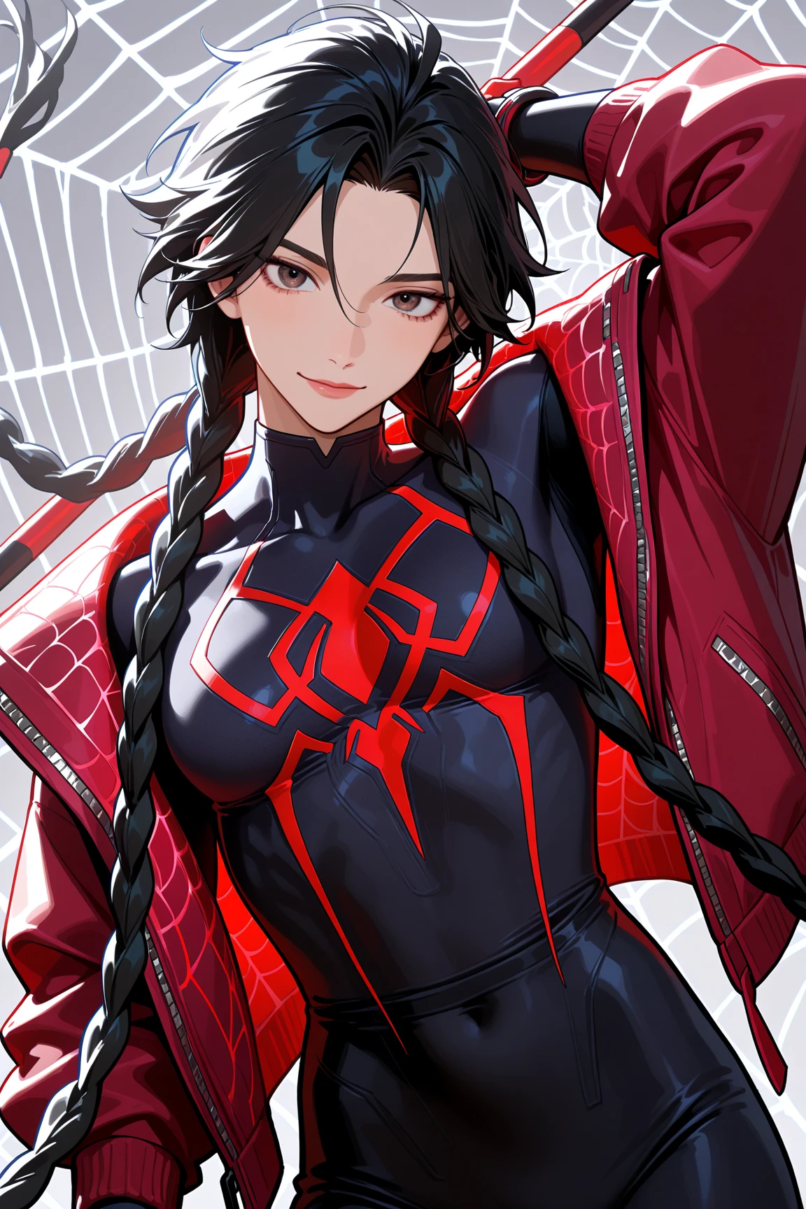 young girl, Long black hair, Black Eyes, open breasts, symbiote, venom (Marvel), The Venom Woman, Tentacles, Masterpiece, hiquality, 4k, HD, Good detail