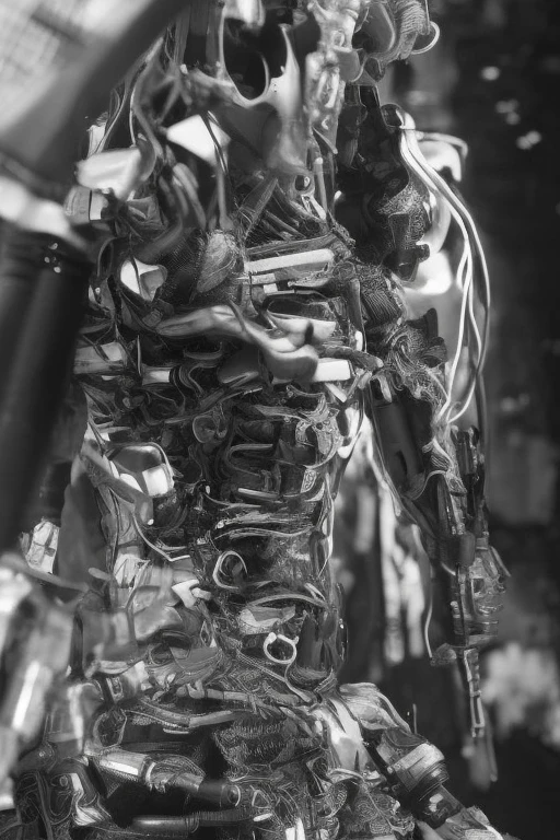 Cyberpunk-style mechanical prosthetic arm, intricate hydraulics & carbon fiber plating, glowing blue joints, realistic wear & tear, futuristic lab background, 8K ultra-detailed.