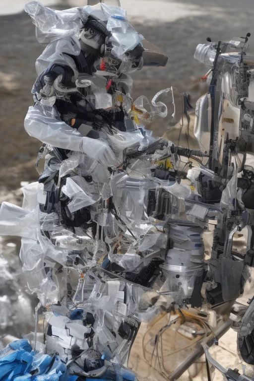 Cyberpunk-style mechanical prosthetic arm, intricate hydraulics & carbon fiber plating, glowing blue joints, realistic wear & tear, futuristic lab background, 8K ultra-detailed.