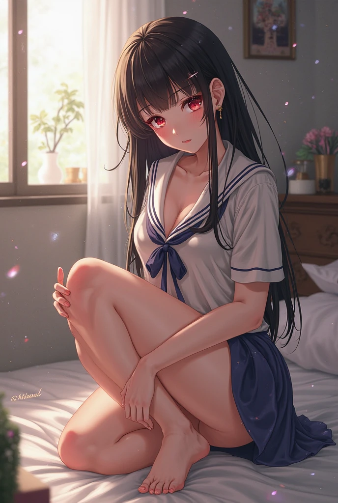 Photorealism、highest quality、超A high resolution、Woman in uniform sitting on bed、Low angle shot:1.5、(M-shaped foot:1.4)、((Showing panties:1.5))、A sexy look for the camera、((Blonde))、((pink silk panties))、((Panties close up:1.4))、Tartan plaid pleated skirt、Knee socks、A cute and beautiful face down to the last detail、(Purelos Face_v1:0.008)、Brown eyes、eyeliner、blush、Embarrassing、Glare、 Glossy Lips: 1.4, impatience、It was scary、Glare、Panty Appeal、Panties close up:1.3、blush、is crying、cry、Open your knees、Spread your legs、Disheveled clothes、dressing、Medium Long Hair,In the bedroom、Anatomically Accurate human body、Two Arms、Two Hands、Five fingers、Two Legs、Accurate human body