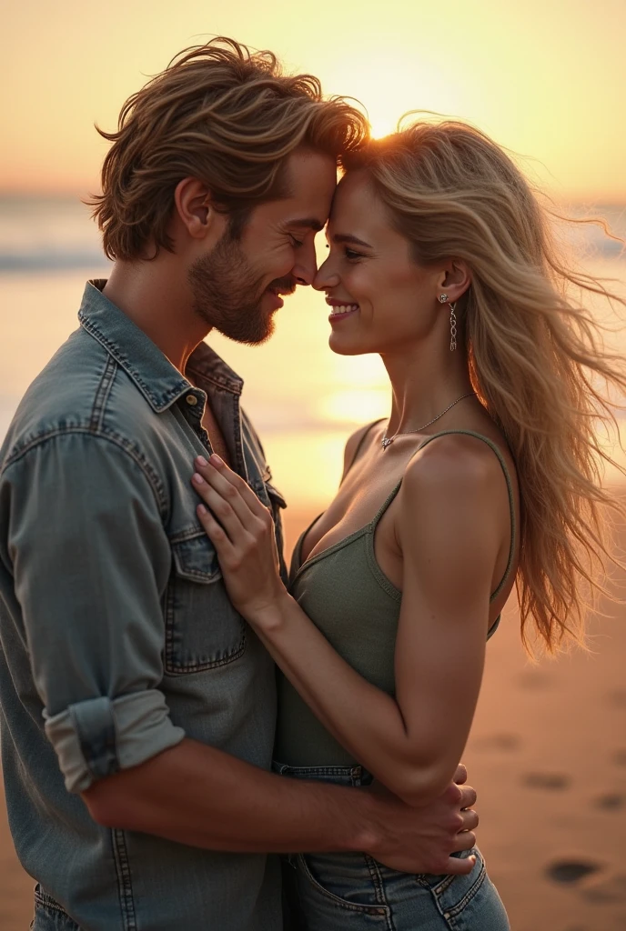 (photographie de couple),(Realistic style),(homme et femme),(relation amoureuse),(expression de tendresse),(sincere emotion),(Romantic decoration),(natural beauty),(softlighting),(fond artistique),(Intimate scene),(nuances de couleurs chaudes),(Attention to detail),(Natural and relaxed pose),(premier quality),(Captivating realism), (Young blonde woman with curly blonde hair, grand sourire, grosse poitrine, Flawless face, perfection, An elegant woman in a beautiful wedding dress), (Detailed model, 300mm, f/2.8, 4k, plan large portrait, Park background, volumeric lighting, photographie artistique, mains parfaites, Detailed hands, visage parfait, corps parfait avec courbes), nude