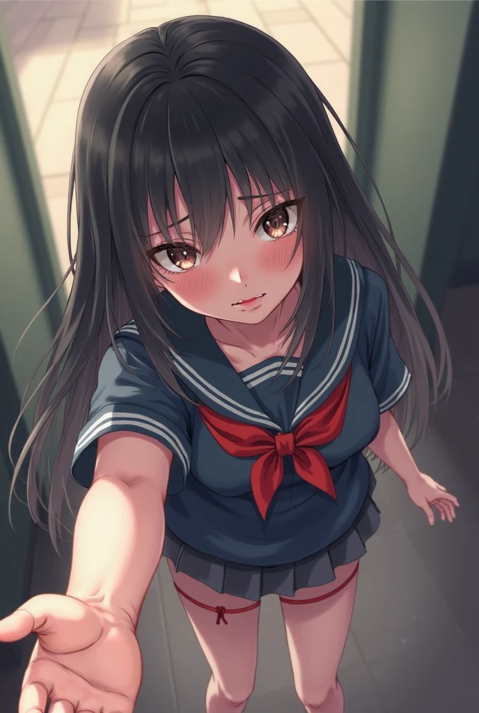 masterpiece, Highest quality, 8k Sailor Mars, ((all fours)), Pleated skirt, My Room, (Angry face, blush, Sweat, pussy Juice:1.3,), standing, navy long hair, Big Breasts, Bend your knees, pubic hair
