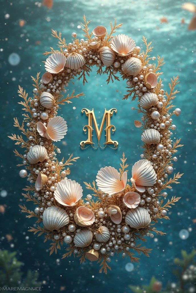 best quality, high resolution, ultra-detailed, extremely detailed, top quality, Smiling Couple, photo frame decorated with seashells,