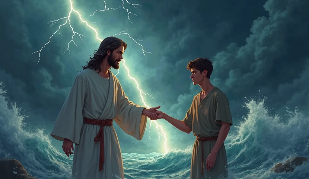 Reinterpretation of the painting The Creation of Adam 