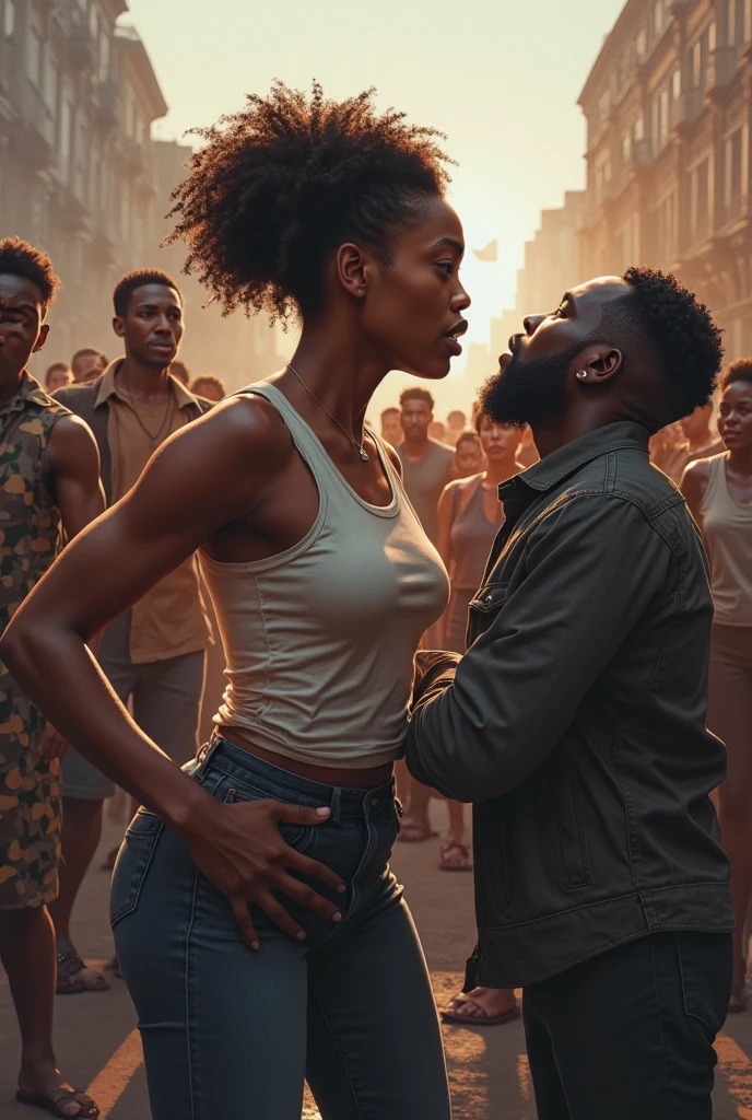 The images show the union between men and women, in different scenarios, raising your voice against ????????, focusing on gestures of support and protection.