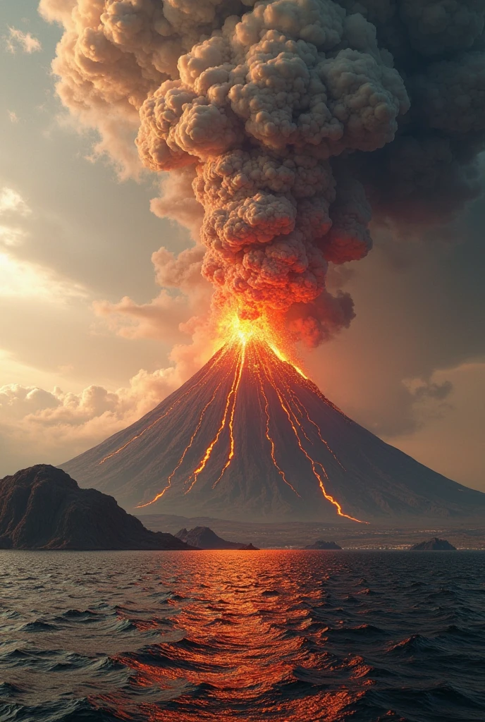 （a volcano erupts：1.37），（Undersea volcanoes), (Four pieces of hot magma flow into the sea and cracks in the rock)，Scorched black rock， (Sky volcanic ash），（rolling waves：1.0），Fire red sky，destroy，inverted image，Epic graphics，shocking effects，,Photography,Barnett S....,Photorealism,Imaginative,Otherworldly,Image from the work of Darren Aronofsky,Quixel Megascans Render,The picture is from Roger Deakins's work,Bottom view,Beautiful lighting, --AR 9:16 --V 5.2 --Upper Beta --Stop 80