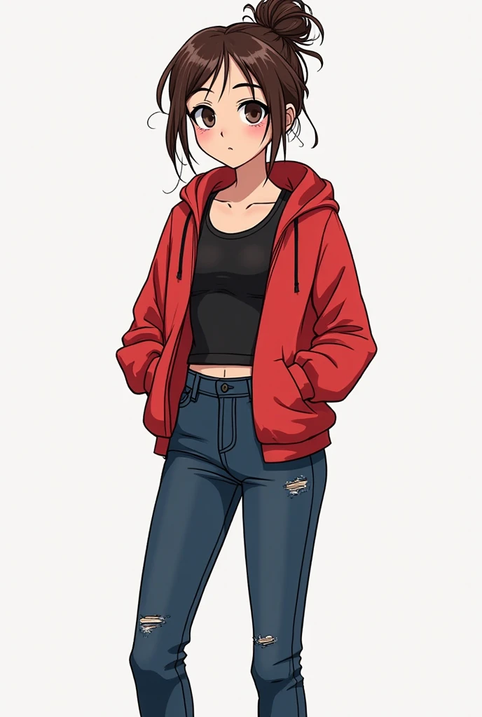 Modern women character in anime and white background with Full body photo