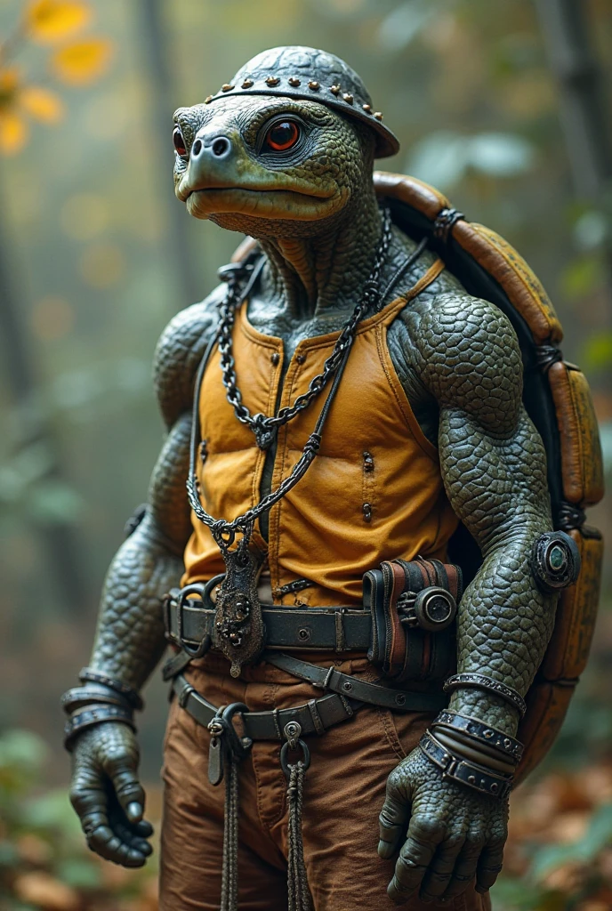 An tortoise wearing a  gym outfit and having bulked body with broad chest and doing smoking in dark lighting in jungle 