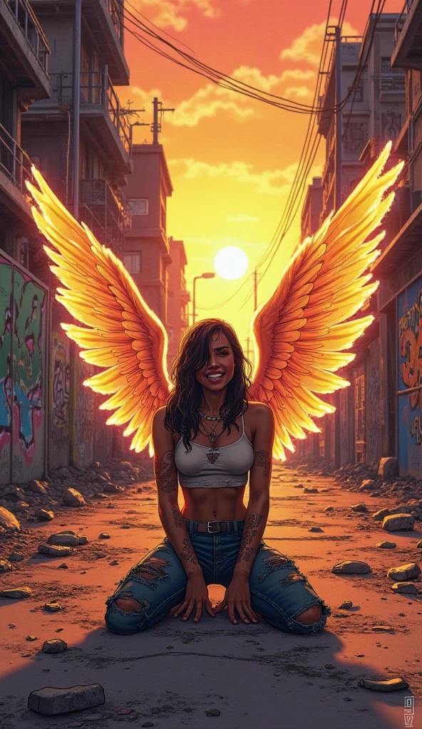 connie maheswaran age 25, ( extremely detailed CG, Mahagony-skinned female with dark Reddish-brown skin, black eyes, and phoenix back tattoo, wearing a full-body open back leotard, mini shorts with stars on the back pockets and a baret holding her black hair tight dragonbraid. strong , well-built, Perfect hourglass physique, amazing skin, strong oblong-shaped face, narrow convex hooked nose. strong, toned, wide heart hips,, biting lips enticingly, catching your eye, waving you closer to her). +( overlooking a coastal city with hands in her pockets,looking over her shoulder ,playful bottom hit) :+(view from behind, hd illustration, extreme long shot, rendered in Unreal Engine 5, hyper-realistic, , 128k, ultra - HD, intricate detail, super - res, webcomic animation, ink art, full-length portrait, wide-body shot, alluring aura and stare , ink art,Black ink,tattoo design outline, Lineart, brush art ,thin line animation, ultra-HD masterpiece, highest quality, highly detailed facial expressions,realistic expression, perfect piece, perfect prompt ,full length, best quality, intricately accurate facial and physical structure, intricately realistic expression and emotion, accurate colored complexion, accurate body anatomy, intricate bodypaint, complex hairstyles, intricate character detail, intricately expressive, intricate color design, complex emotions,)