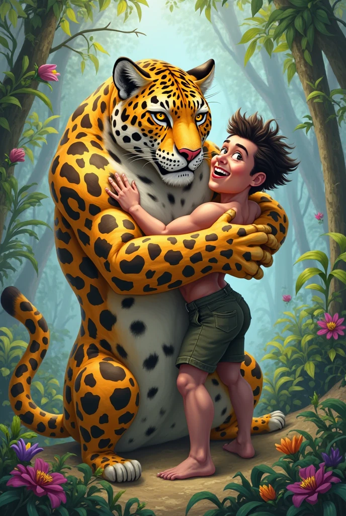 score_9, score_8_up, score_7_up, source_anime, 1girl, 1boy(human), mature female, furry, cheetah woman, fur, mother and son, son sitting, mother grinding on son, jungle, son's