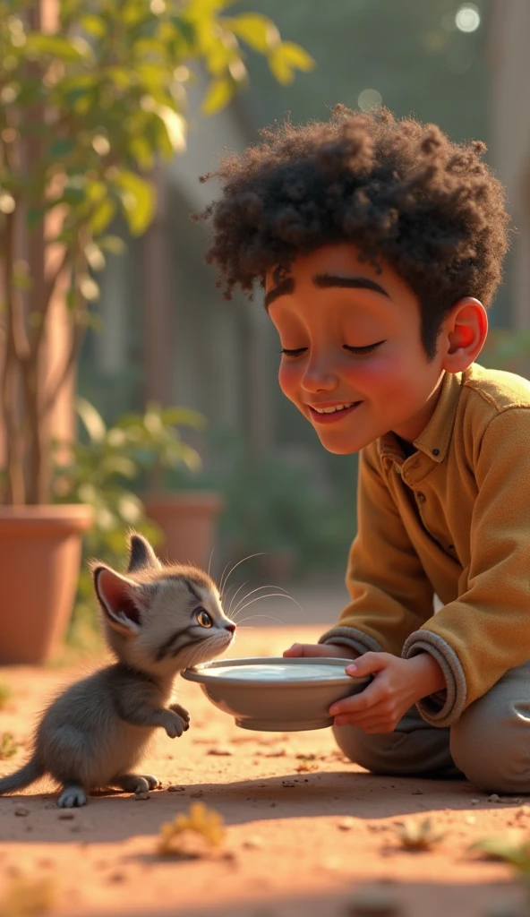 BLACK AFRICAN 5 YEAR OLD SON IN A GARDEN WITH FLUFFY CAT, NATURE, 8K, detailed matte painting, deep color, fantastical, intricate detail, splash screen, complementary colors, fantasy concept art, 8k resolution trending on Artstation Unreal Engine 5"
