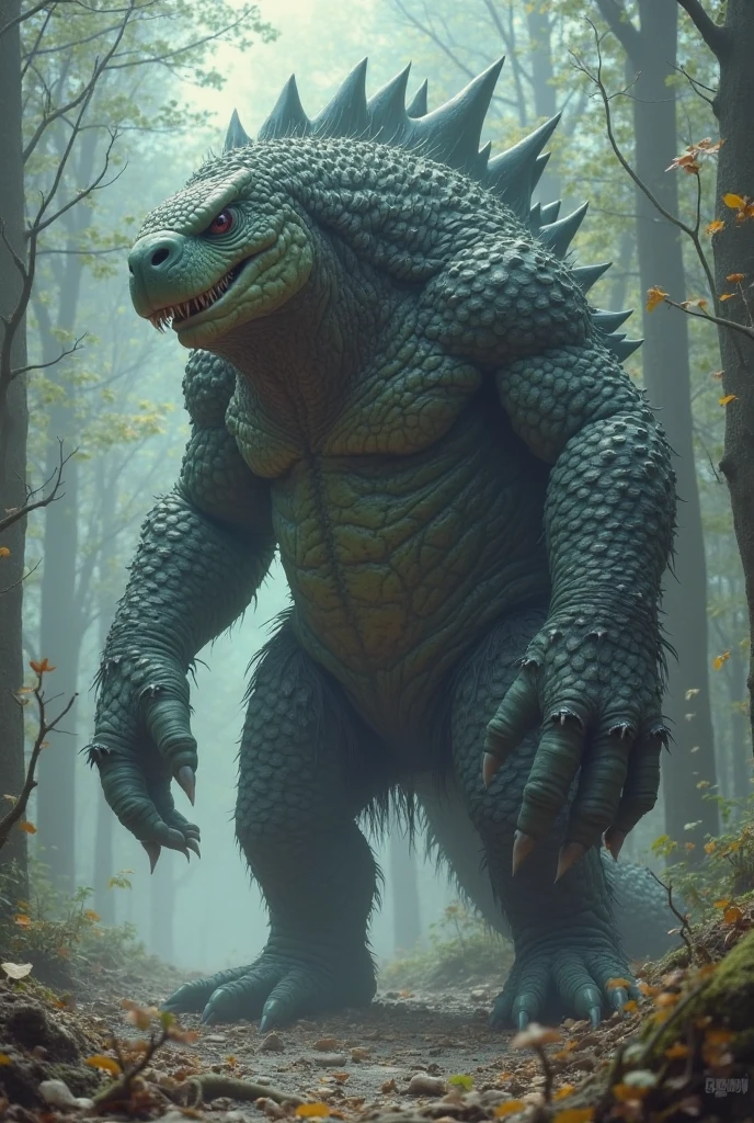 godzilla, female anthro godzilla, GodzillaXP (black body, black skin), paws, huge , big , big , big ,, fat, obese, massive hips, thick thighs huge butt, (((black nippples, vagina)), (((forest, detailed background))), furry, 8k hd, fine details, Wrinkly body, cinematic lighting, detailed background, kenket, breasts, perfect breasts, Perfect, chubby, perfect body, nipple outline, cleavage, voluptuous, full body, big pecs, strong legs, dark toned genitalia, anatomically correct genitalia, nude, pink eyes, glowing eyes, empty eyes, close up view, angry, standing, (((arms behnd head, feets visible)), sweating, front view, looking at viewer,
