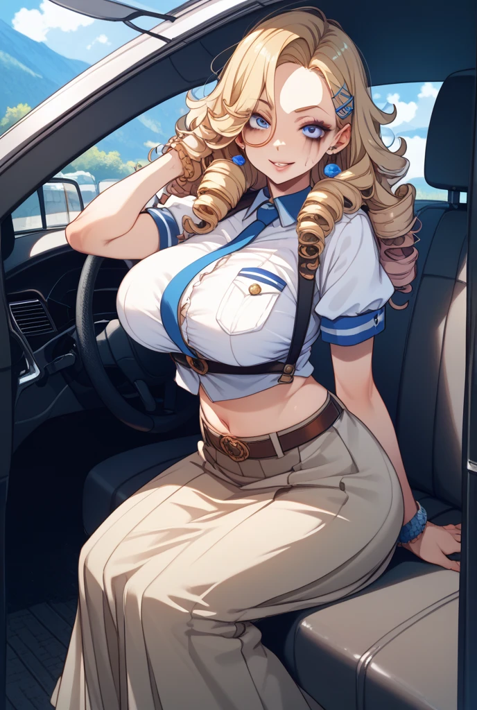 absurd, 8K, high resolution, ultra-detailed, beautiful, masterpiece, best quality, very pretty woman, young, very pretty woman, sexy, (golfer:1.5), (sparkling eyes:1.5), (blonde hair:1.4), (one braid:1.3) (braided hair:1.3), sexy, detailed female face, very attractive, (very large breasts:1.3)