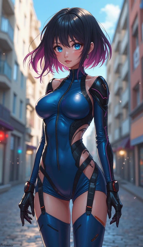 android 18,yorha 2b,samus aran,jill valentine, overwatch,atelier ryza,close up,yakuza mansion, tattoos,white and gold plugsuit,long sleeve lycra shirt,denim vest,tight denim skirt,full pantyhose under the skirt,short hair,punk makeup,blue eyes,multicolored golden hair,punk gloves,sexy smile,freckles,beautiful girl,cowboy boots,large breasts,8k,ultra detailed,realistic,fantasy art,hair pin,wet body,ear piercings,(weather:rainy),1girl,neck and hand jewelry,