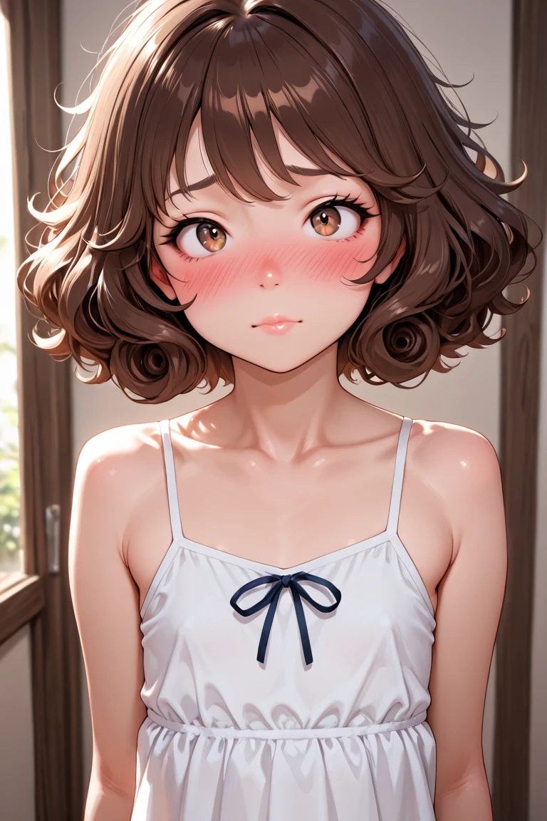 (((masterpiece, best quality, ultra highres, 1 girl, solo, no background))), super detailed skin and face and eyes and finger, beautiful japanese woman, small breasts:1.5, skinny, light brown hair, very short pixie hair, cowboy shot, The background should be simple, outline, anime, 2d, boyish, expressionless, cartoon,