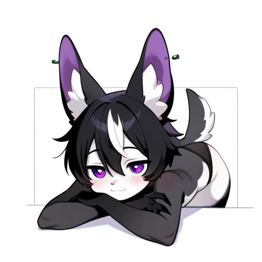 Solo, score_9,score_8_up,score_7_up, kemono style, a young nerdy Anthro furry wolf woman, wolf snout, white furry body, tall, long black messy hair, black hair, white wolf tail, blue eyes, white wolf ears, white wolf tail, small breasts, naked, close up, portrait, pouting, jazz hands, waving at viewer, open palm hands. hands, five fingers, chest tuft