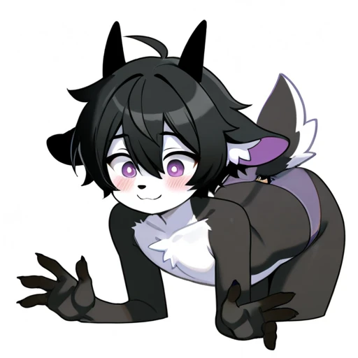 Furry，Furry cat boy，（Dark purple hair），（dark pink skin），red eyes，（Wear short white socks），(red cock)，（cum stain），Urine pits，the night，(small chastity cage)  solo person， (NSFW)