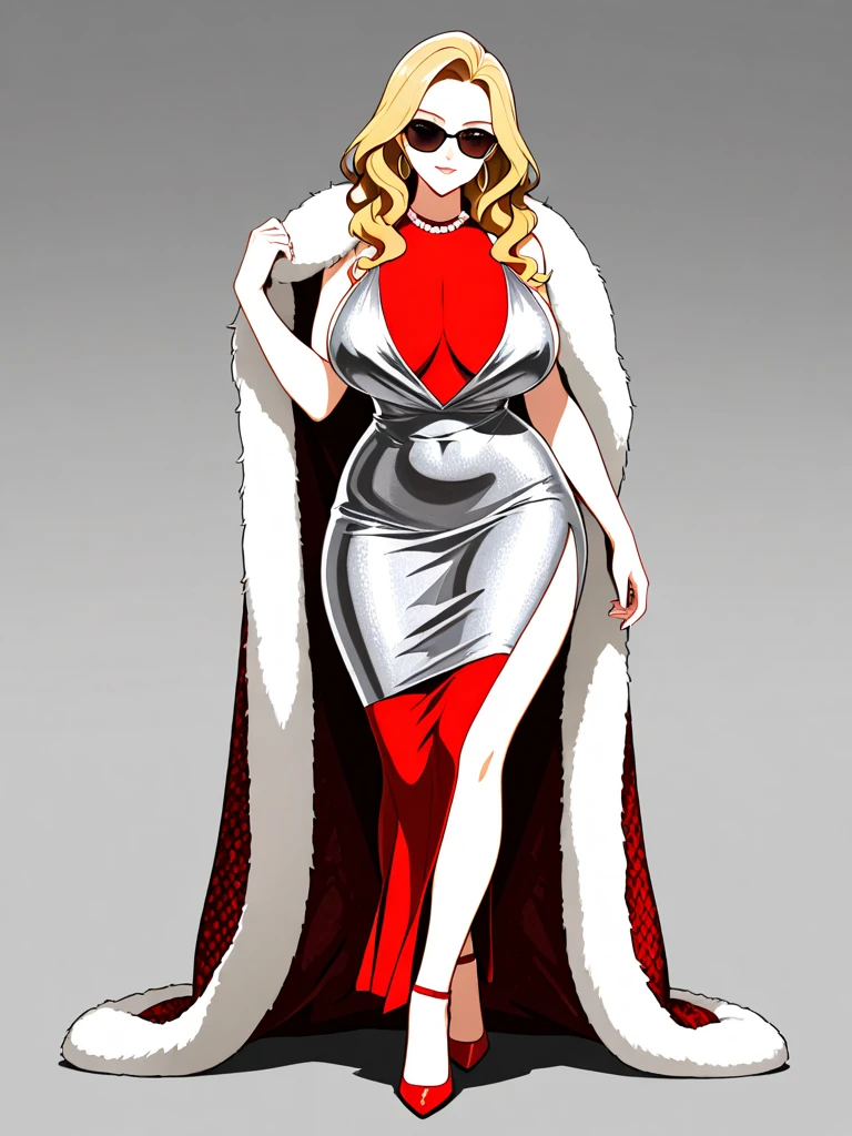 UHD 8k, HDR+, Nina Hartley, anthro female fox, mature blonde with necklace, big piercing eyes, huge earrings, giant earrings, milf, older woman, her long blonde hair falls on her shoulders, gold bracelets on her arms, long like blonde hair flows over her shoulders, shoes on high heels, high heels, sexy erotic dress, Against the background of the chic modern apartment, detailed background, realistic, 1girl, solo girl, 60 year old girl, ultra realistic face, hyperrealistic, hyperdetailed, (looking at viewers), sharpen, detailed face, detailed eyes, detailed lips, red lips, beautiful face, 16k, FHD, raw photo, cute face mesh, pretty face mesh, portrait shot 8 k