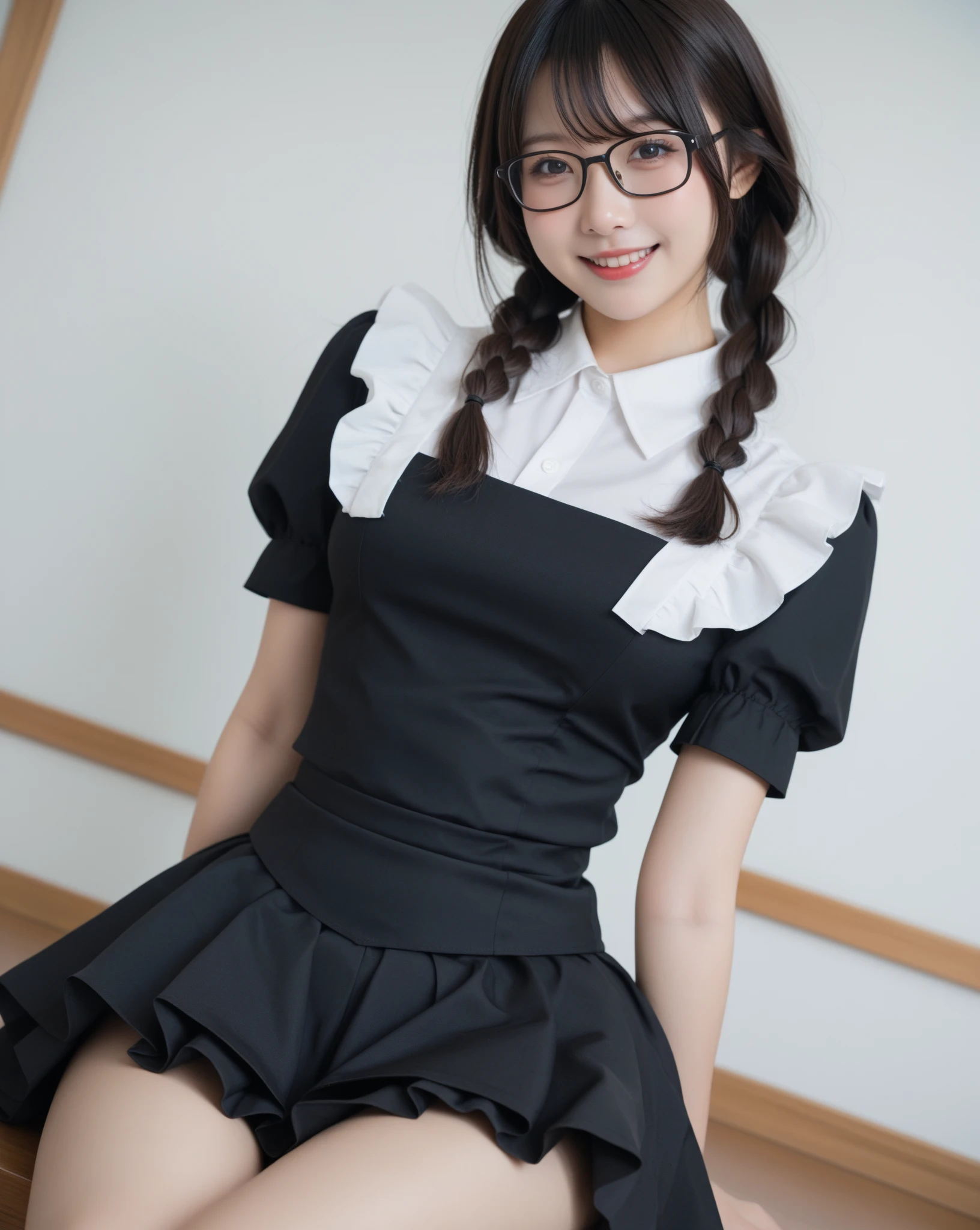 looking at viewer,high school girl,leaning forward,(random cute clothes),(random Lively pose),(Thin type),(large breasts),(random hairstyle),(Highest image quality, (8K), Ultra-realistic, Best Quality, High quality, High Definition, high quality texture, high detailing, Beautiful detailed, fine detailed, extremely details CG, Detailed texture, realistic representation of face, masterpiece, presence),(wearing glasses:1.1)