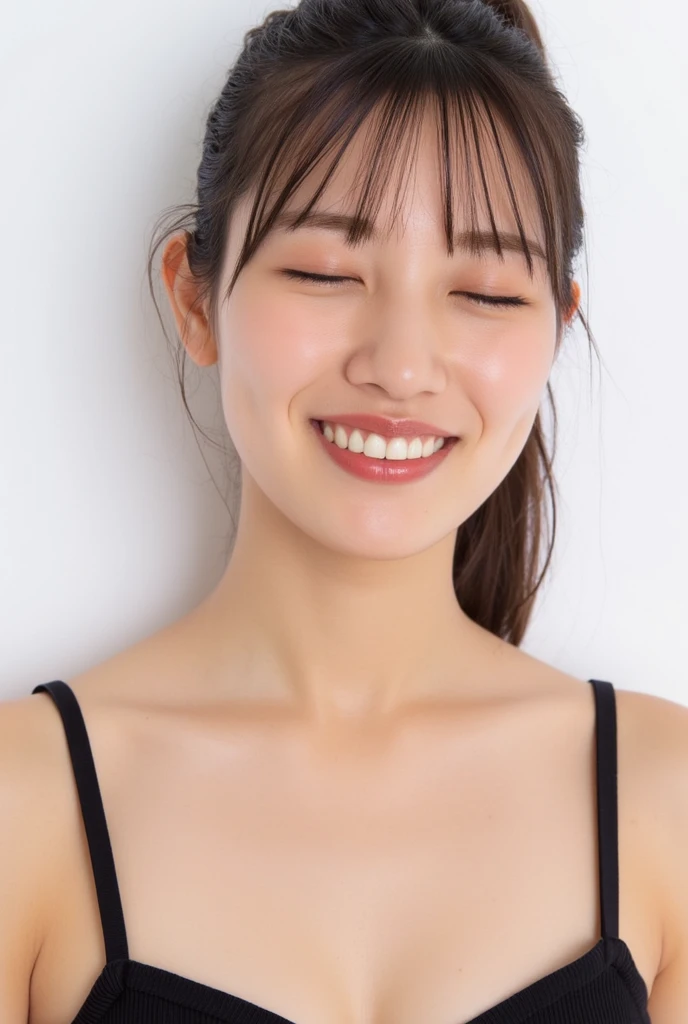 Mai, Portrait, masterpiece, 8k, ultra high quality, ultra realistic, ultra high definition, anime art, smiling, cute, seductive, armpits visible, sweaty armpits
