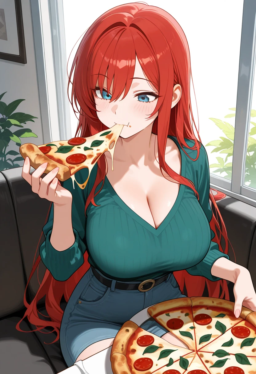 there is a redhead woman taking a selfie in a mirror, sexy red dress, tight dress, red dress, wearing red dress, wearing a red dress, in a red dress, 30-year-old woman from cuba, sexy dress, full body picture, red hot, skintight dress, red body suit, in a dress, she arrived in a red dress,big breast, milf