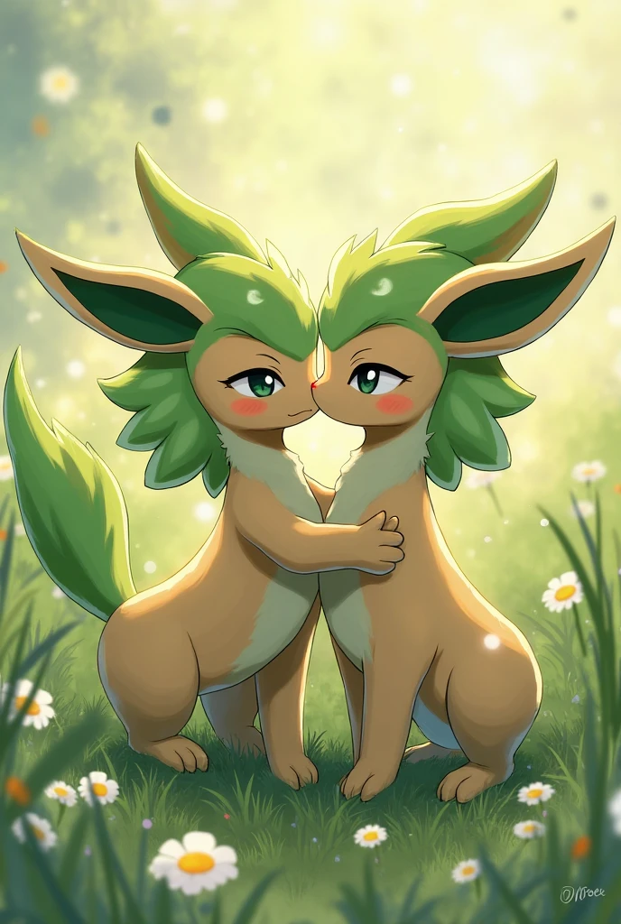 male/female duo, score_9,score_8_up,score_7_up, feral female leafeon, vagina, feral male flareon, penis, doggystyle sex, cum.