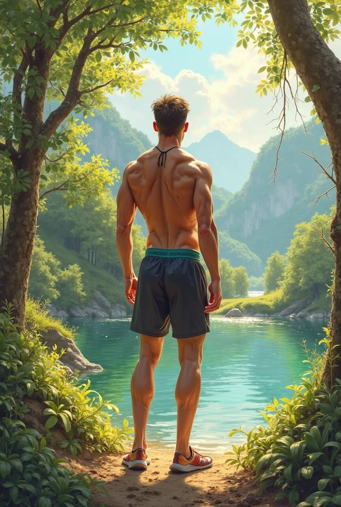 40-year-old male, muscular Completely naked